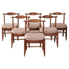 Set of Six Oak Fumay Dining Chairs by Guillerme et Chambron, France, 1960s