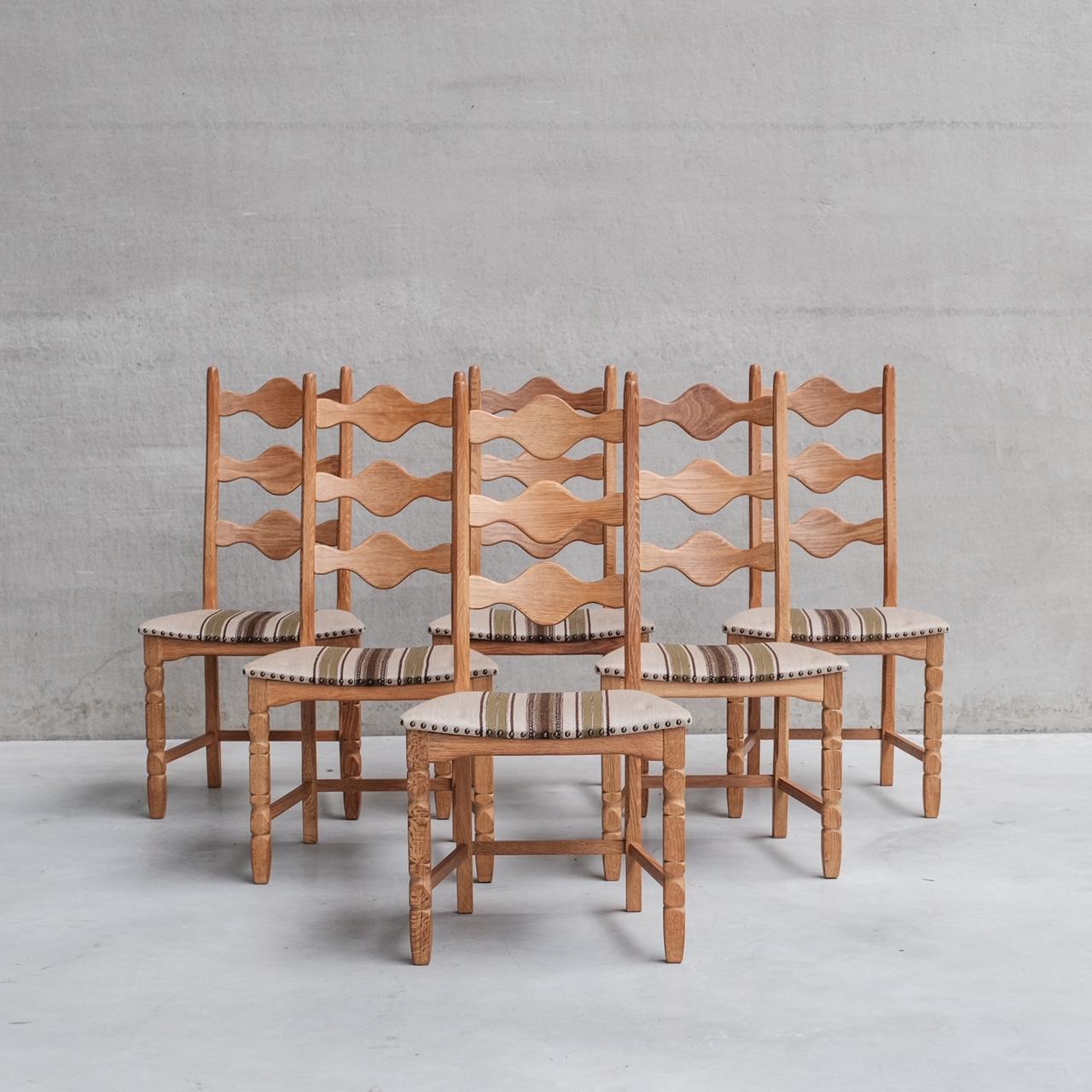 Set of Six Oak Henning Kjaernulf Danish Mid-Century Dining Chairs For Sale 6