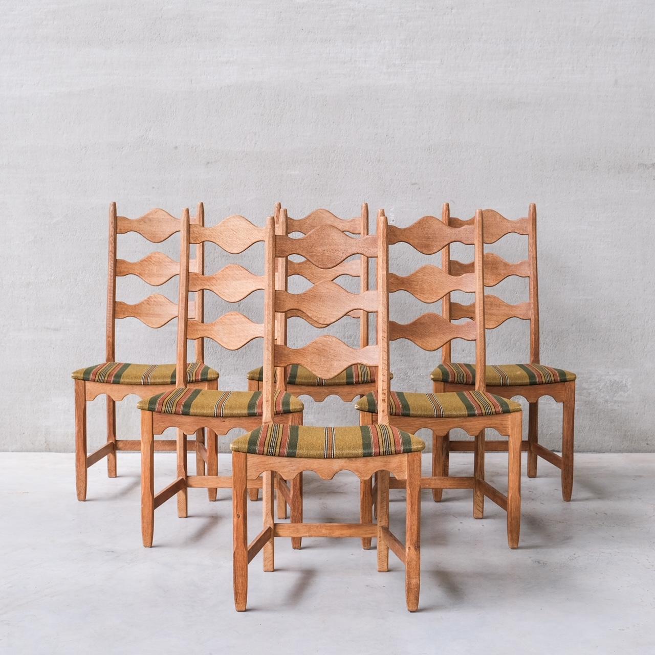 Set of Six Oak Henning Kjaernulf Danish Mid-Century Dining Chairs 7