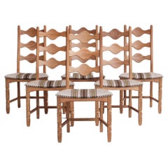 Vintage Set of Six Oak Henning Kjaernulf Danish Mid-Century Dining Chairs