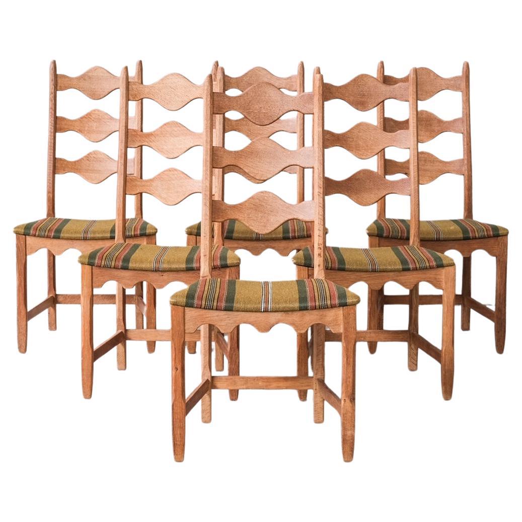 Set of Six Oak Henning Kjaernulf Danish Mid-Century Dining Chairs For Sale