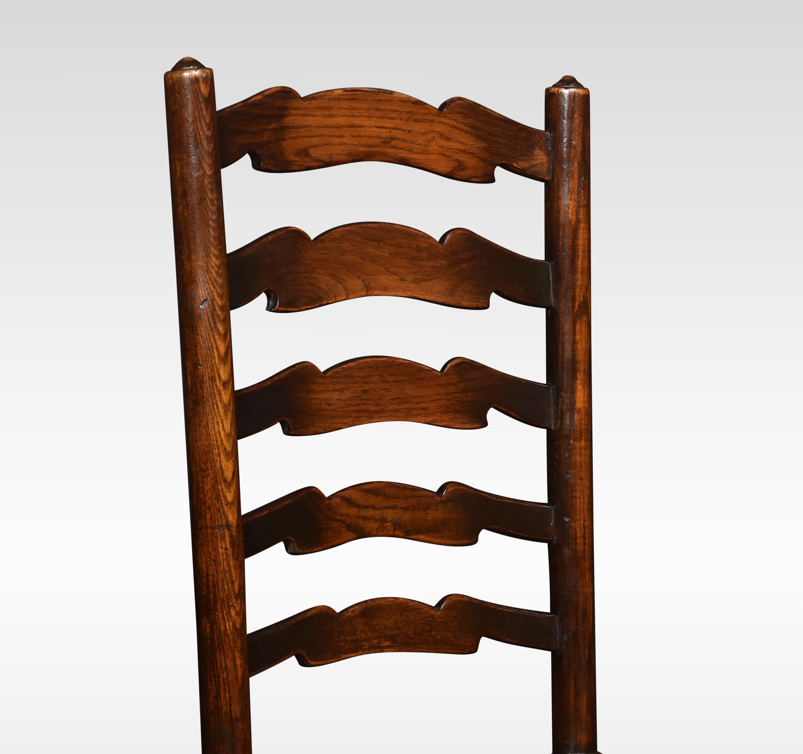 British Set of Six Oak Ladder Back Dining Chairs