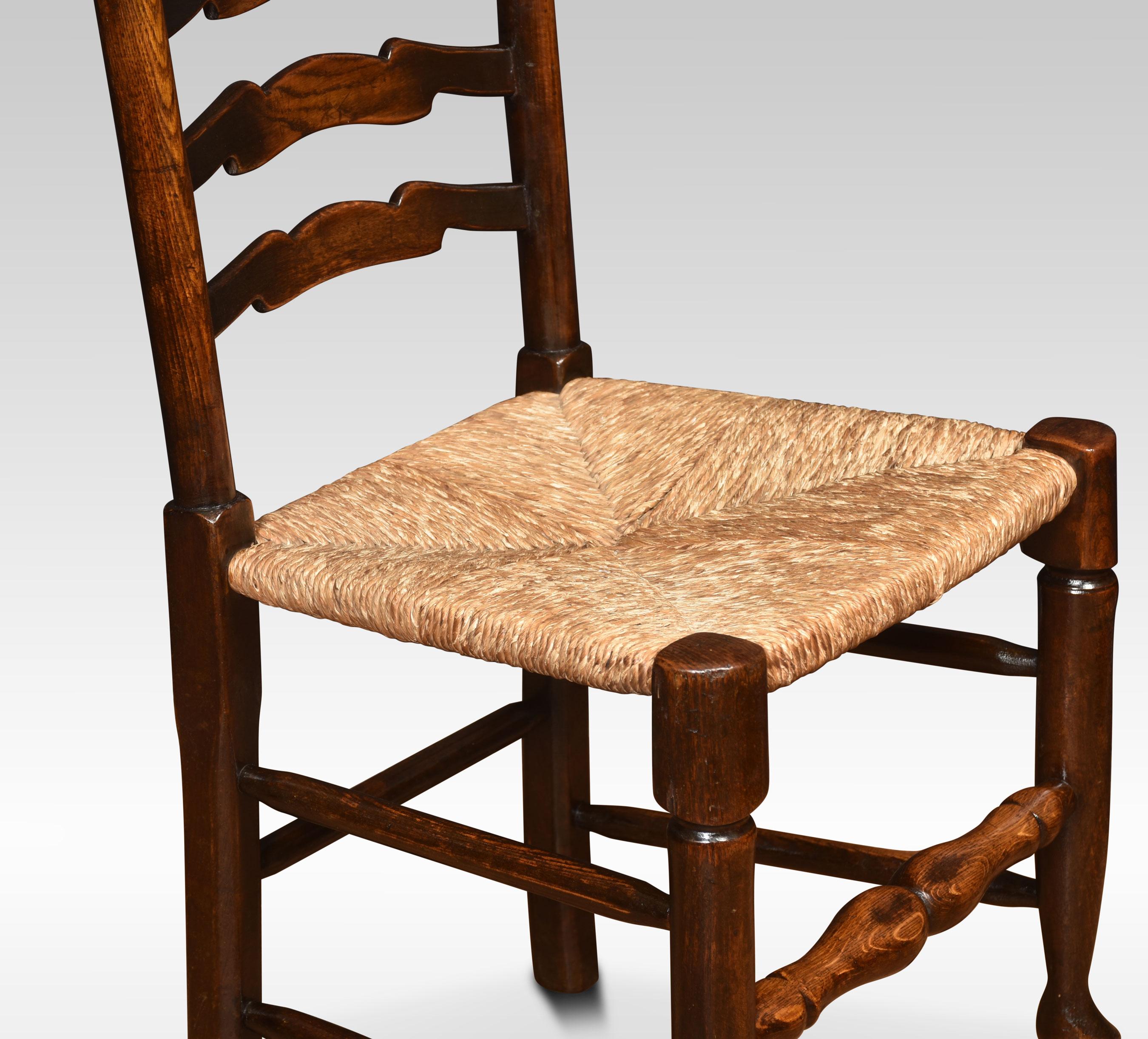 Set of Six Oak Ladder Back Dining Chairs In Good Condition In Cheshire, GB