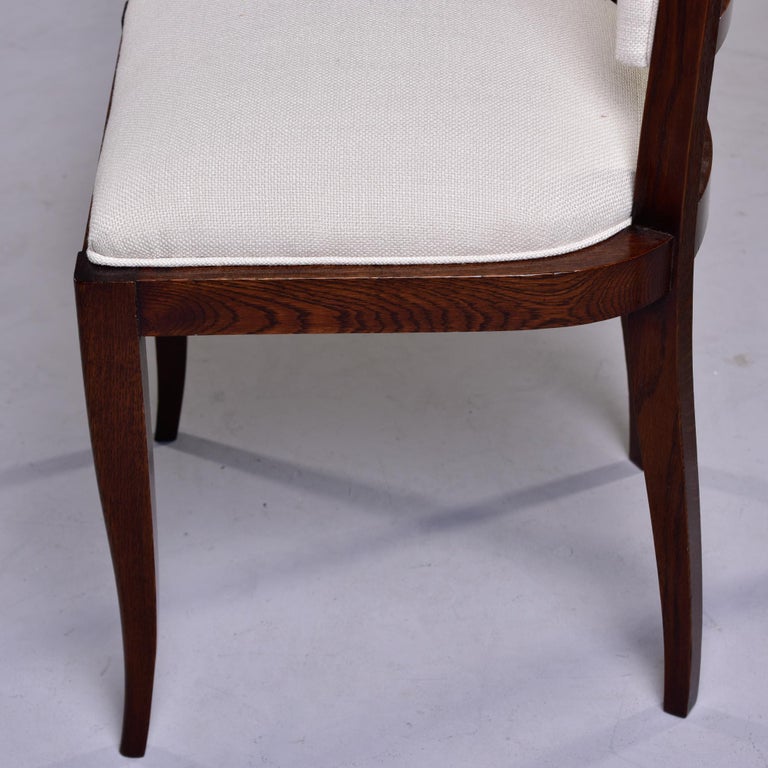 Set of Six Oak Mid Century French Chairs with New Upholstery For Sale 5