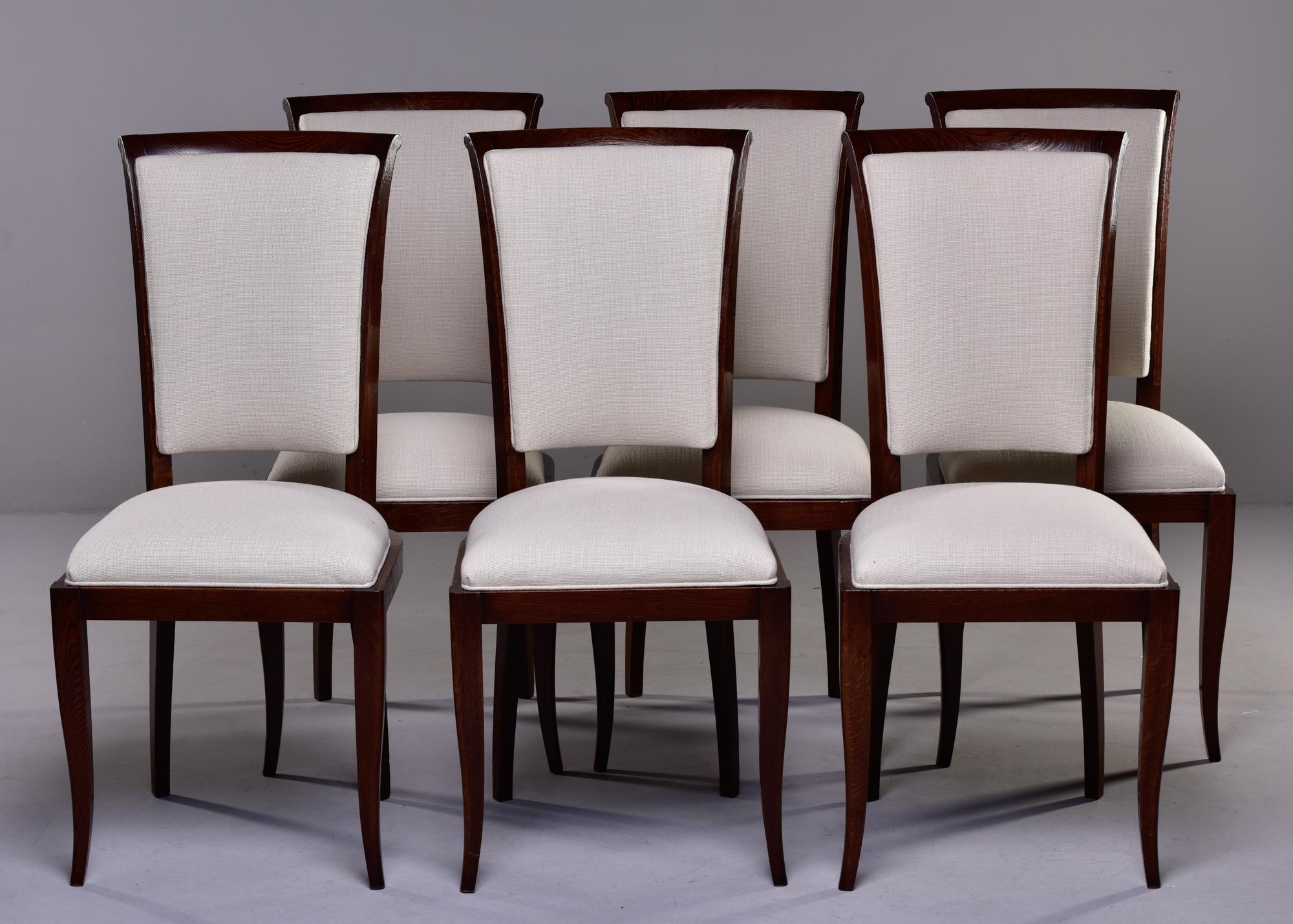 Set of Six Oak Mid Century French Chairs with New Upholstery 7