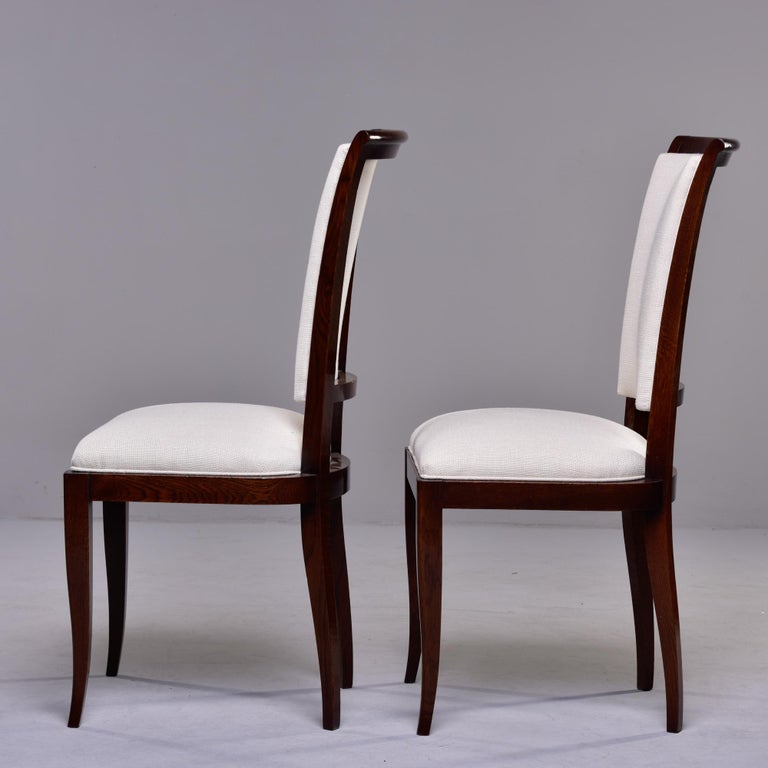 20th Century Set of Six Oak Mid Century French Chairs with New Upholstery For Sale