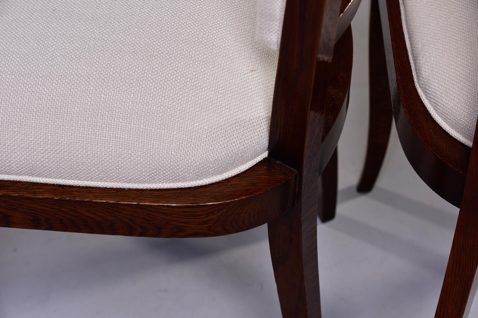 Set of Six Oak Mid Century French Chairs with New Upholstery 4