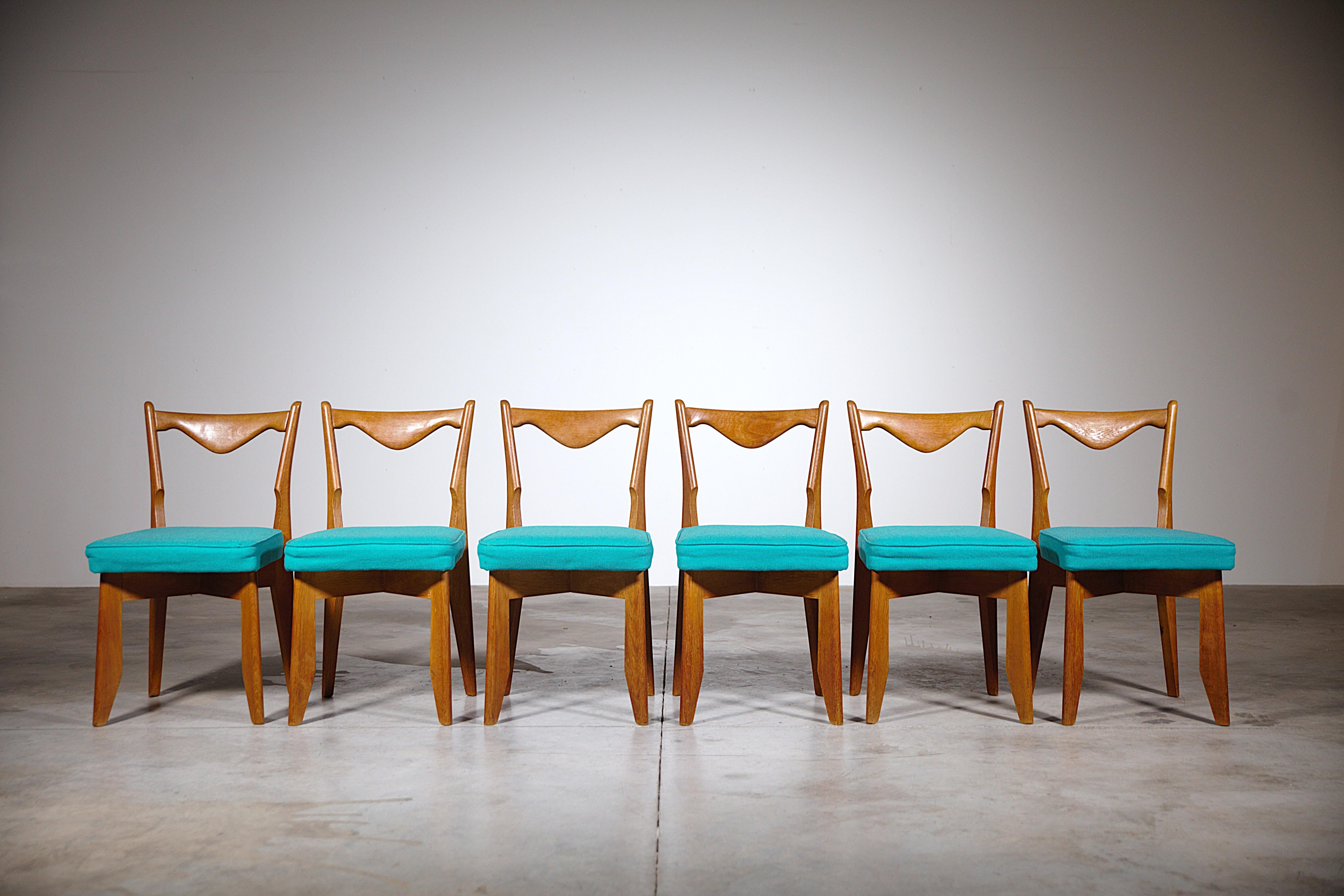 Satz von sechs Eichenstühlen 