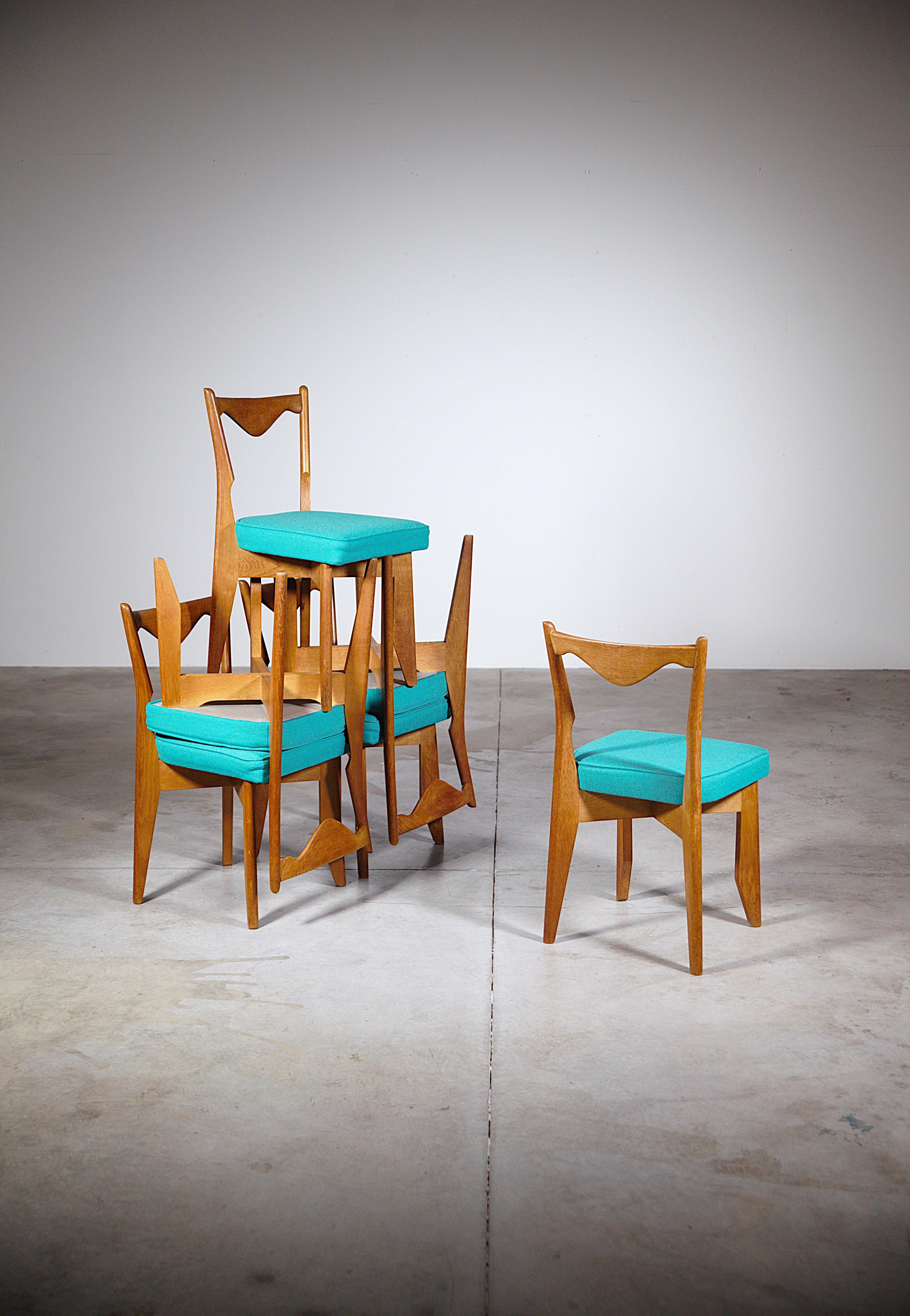 Satz von sechs Eichenstühlen 