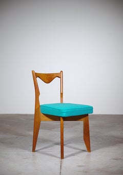 Juego de seis sillas "Thibault" de roble de Guillerme & Chambron Francia Años 60