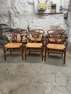 Set di sei sedie "Wishbone" in Oak di Hans Wegner per Hansen & Son