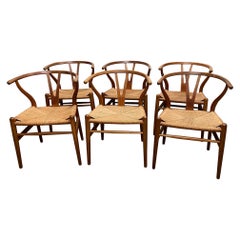 Juego de seis sillas "Wishbone" de roble de Hans Wegner para Carl Hansen & Son