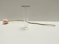 Satz von sechs achteckigen mundgeblasenen Murano-Glasflöten von Carlo Moretti, Italien