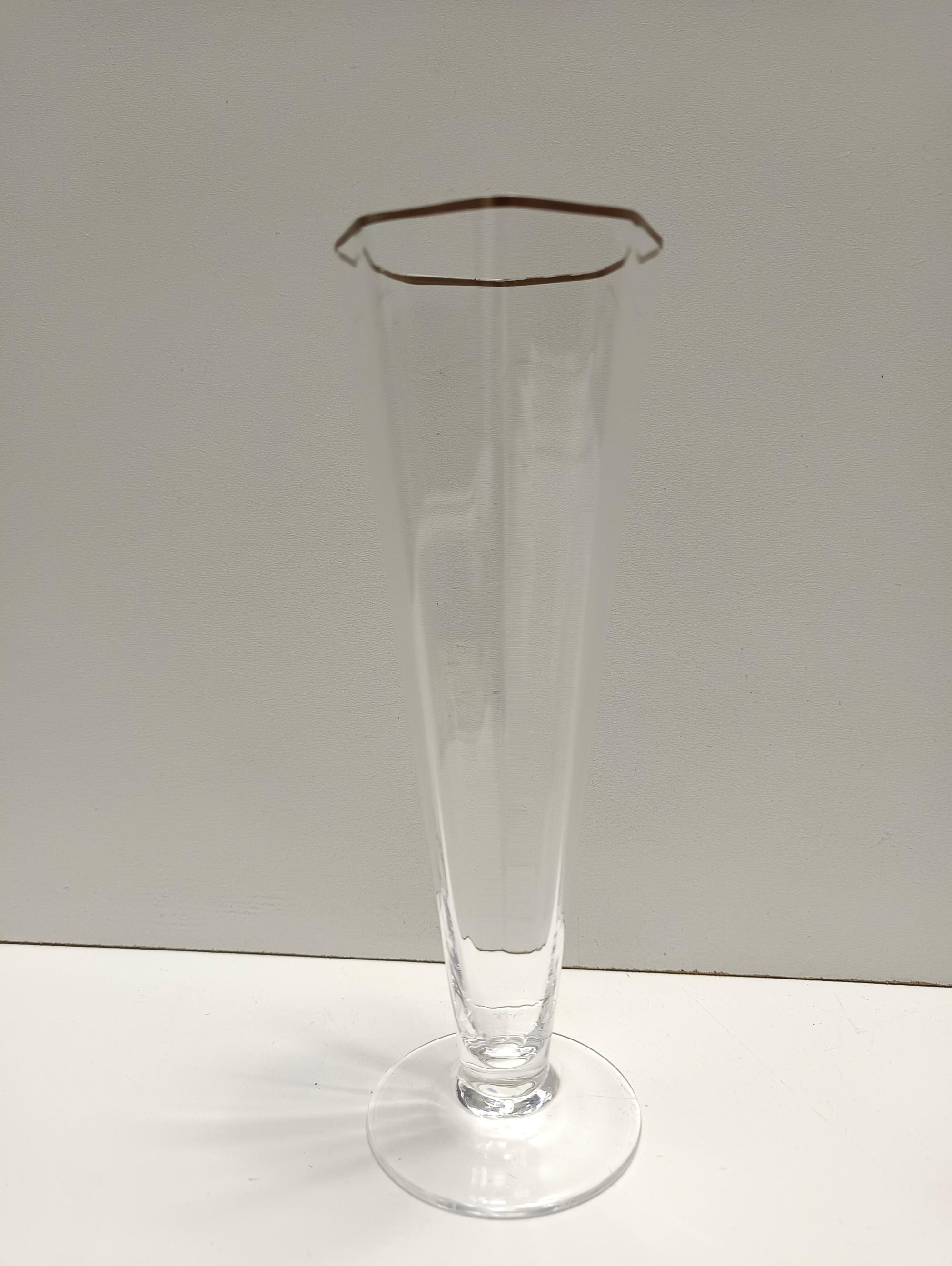 Juego de seis copas octogonales de cristal de Murano soplado a mano de Carlo Moretti, Italia en venta 1
