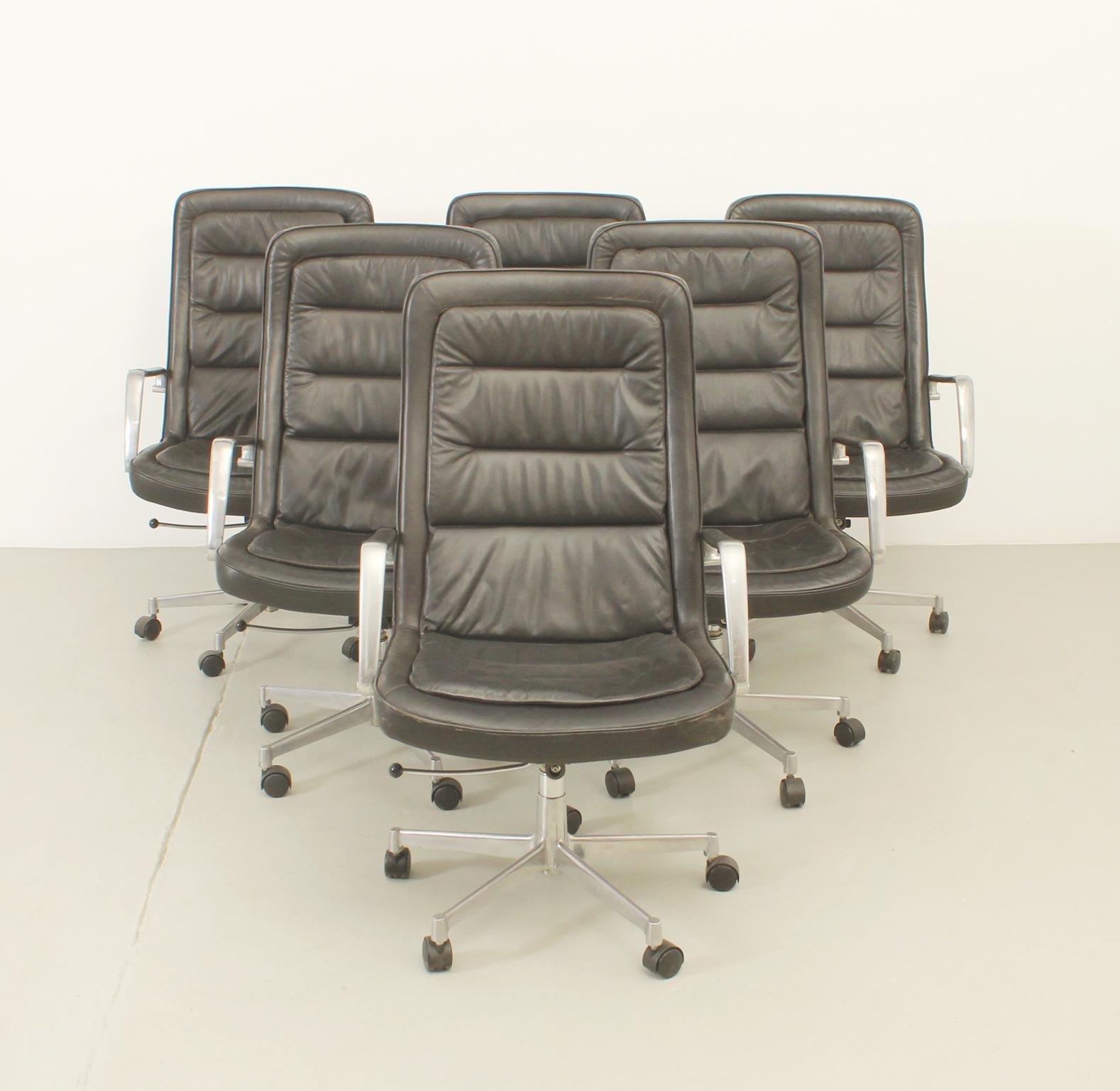 Mid-Century Modern Set of Six Office Chairs by Jørgen Kastholm for Kill International, Germany For Sale