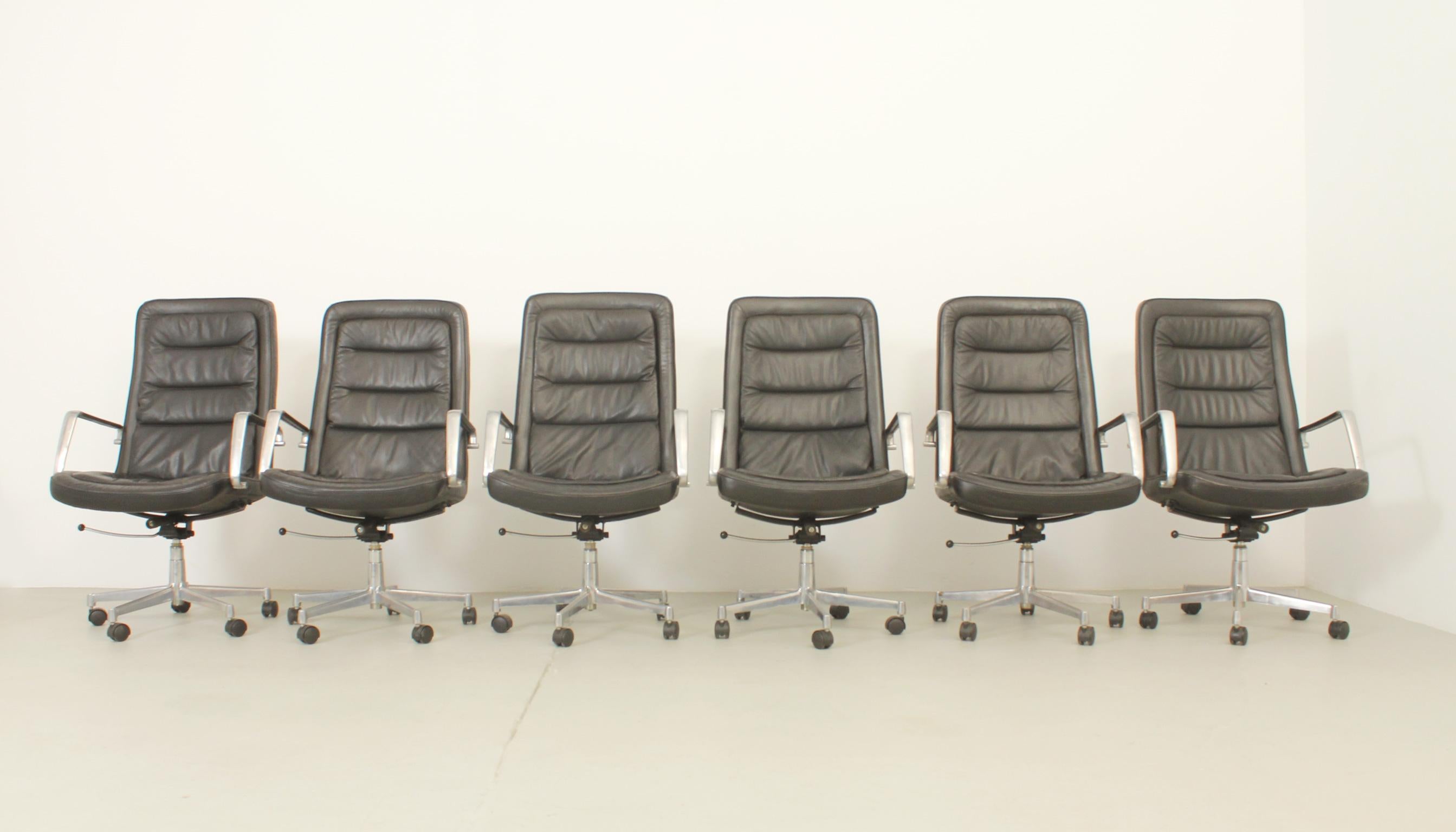 Aluminum Set of Six Office Chairs by Jørgen Kastholm for Kill International, Germany For Sale