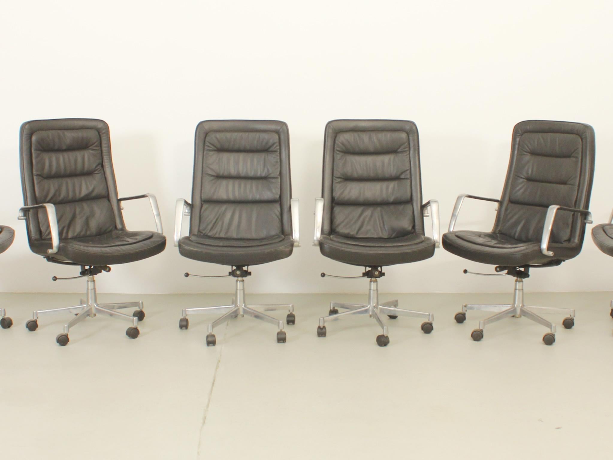 Set of Six Office Chairs by Jørgen Kastholm for Kill International, Germany For Sale 1