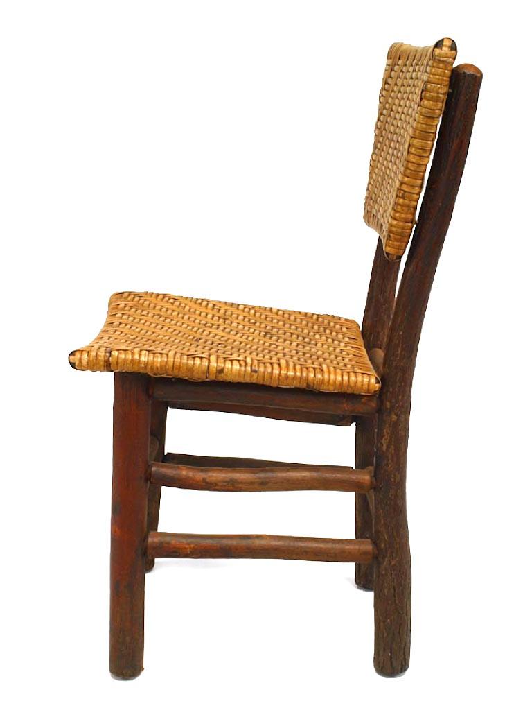 American Set of 6 Rustic Old Hickory Rattan Side Chairs For Sale