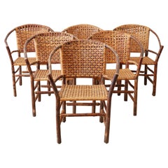 Ensemble de six fauteuils Adirondack en brindilles de vieil hickory