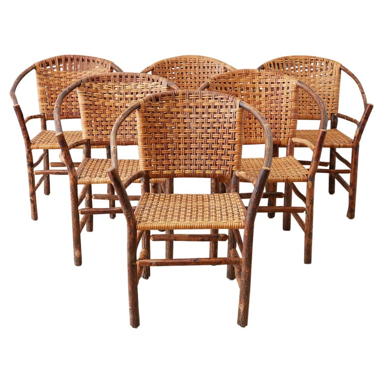 Set of Six Old Hickory Twig Hoop Adirondack Armchairs at 1stDibs