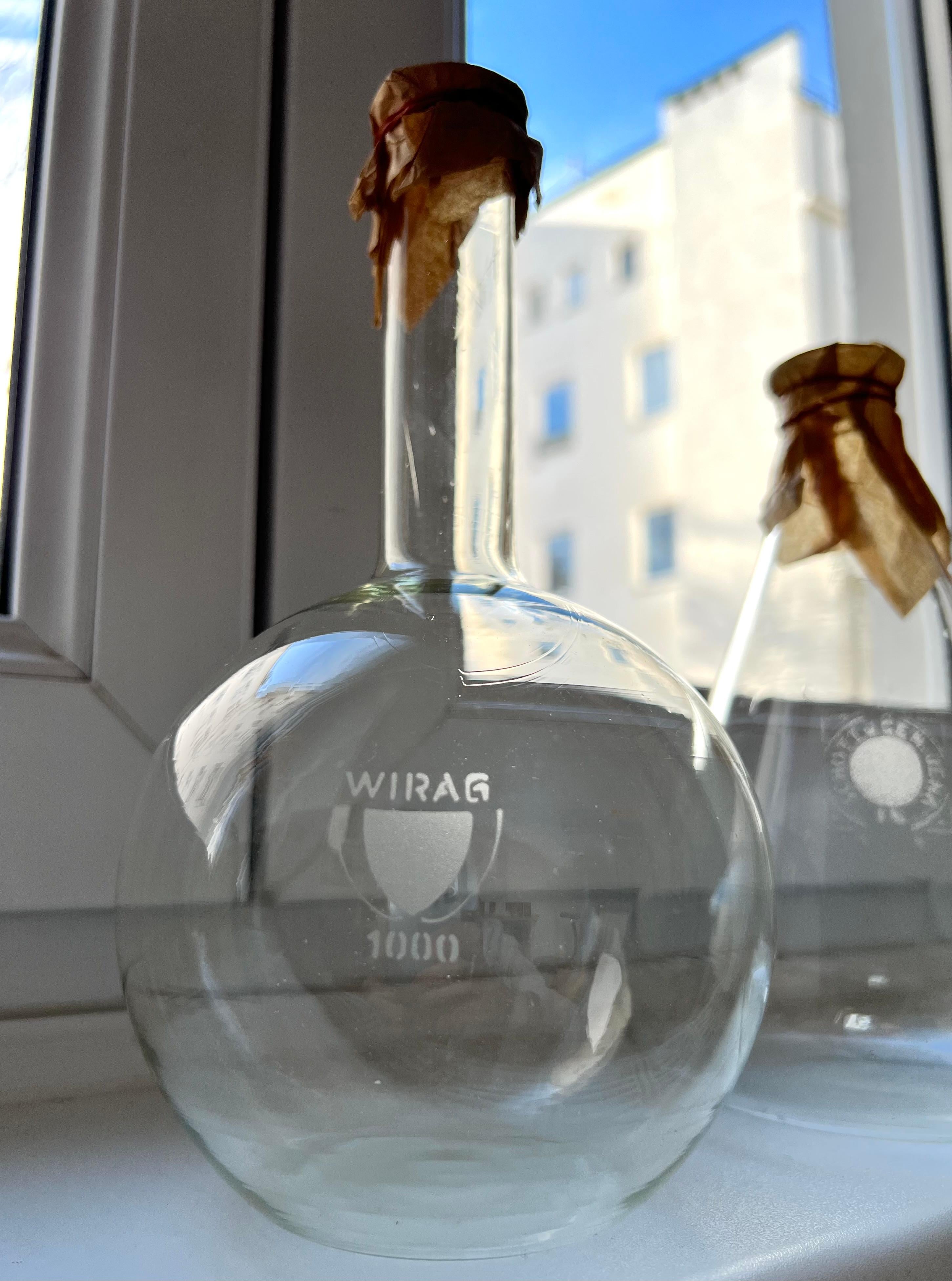 20th Century Set of Six Old Pharmacy Glass Bottles, Germany around 1900 For Sale
