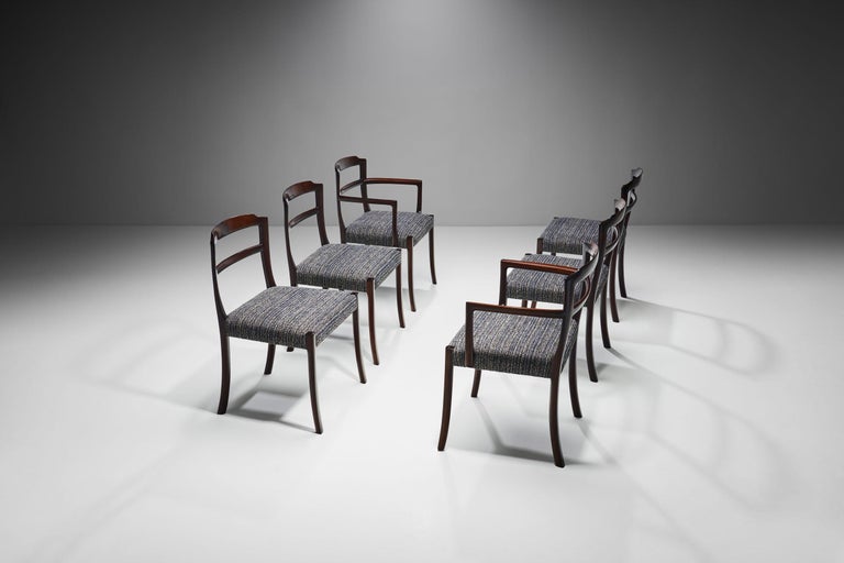 Scandinavian Modern Set of Six Ole Wanscher Dining Chairs for A. J. Iversen, Denmark 1960s For Sale