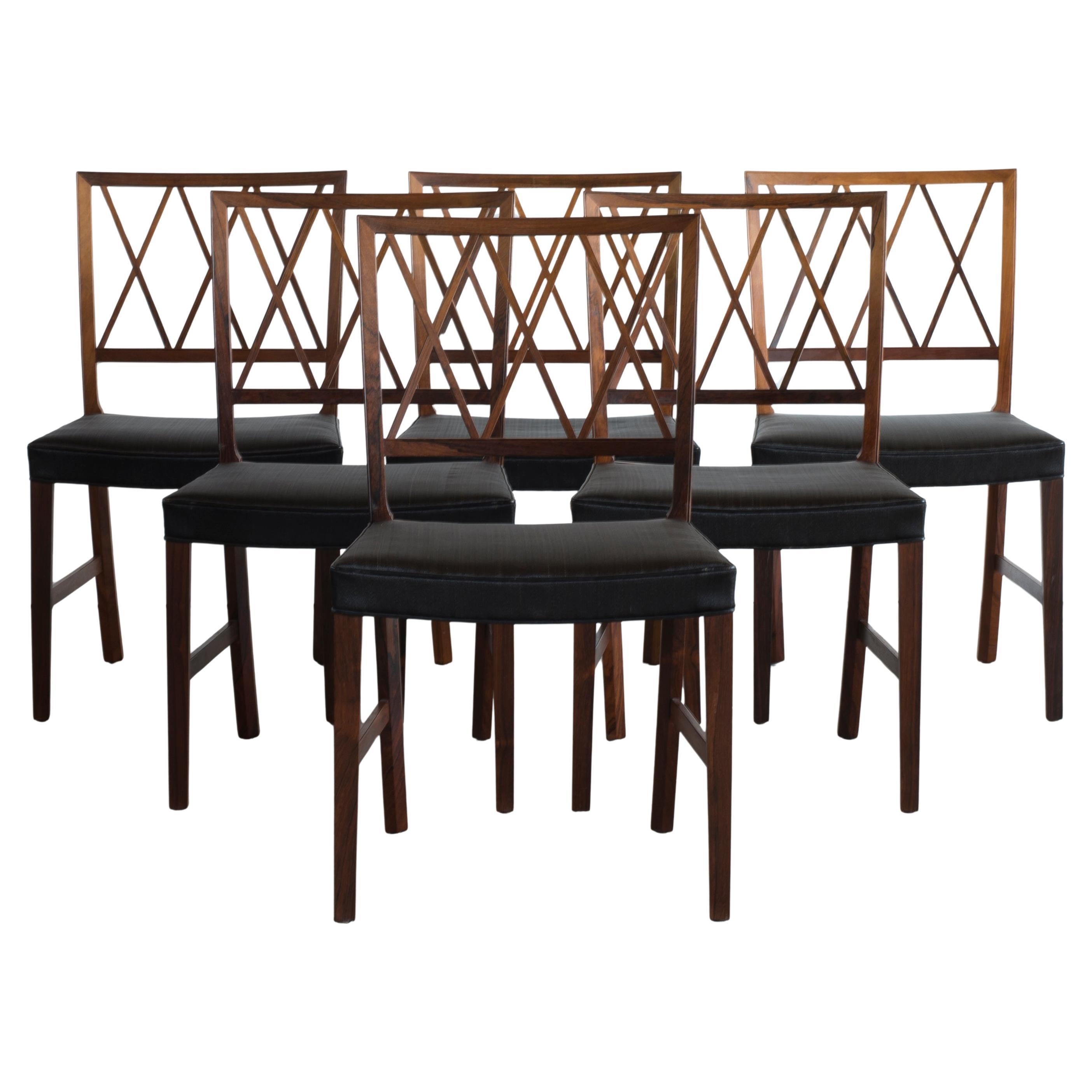 Ensemble de six chaises de salle à manger Ole Wanscher pour A.J. Iversen