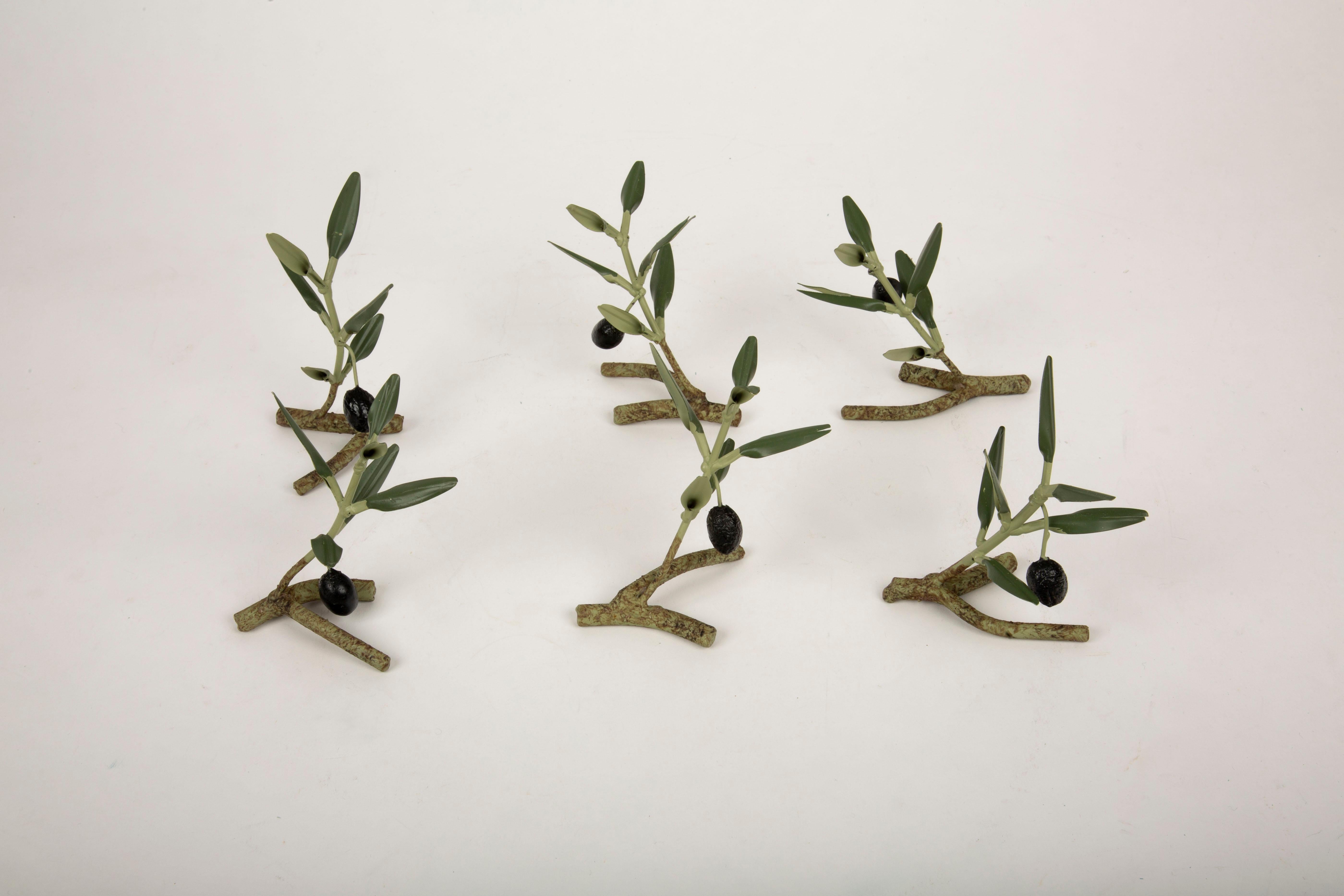 Metal Set of Six, Olive Branch Place-card Holders For Sale