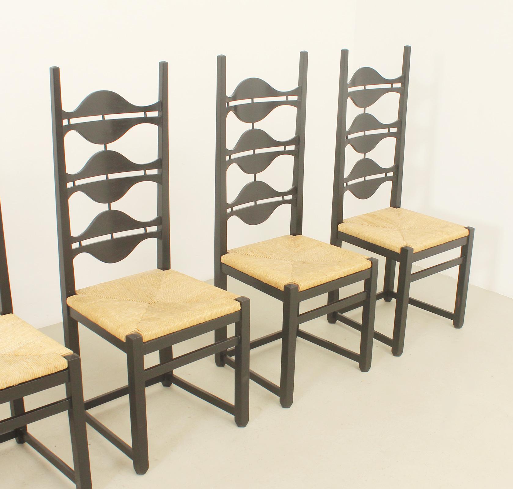 Spanish Set of Six Olot Dining Chairs by Jordi Vilanova, Spain, 1962