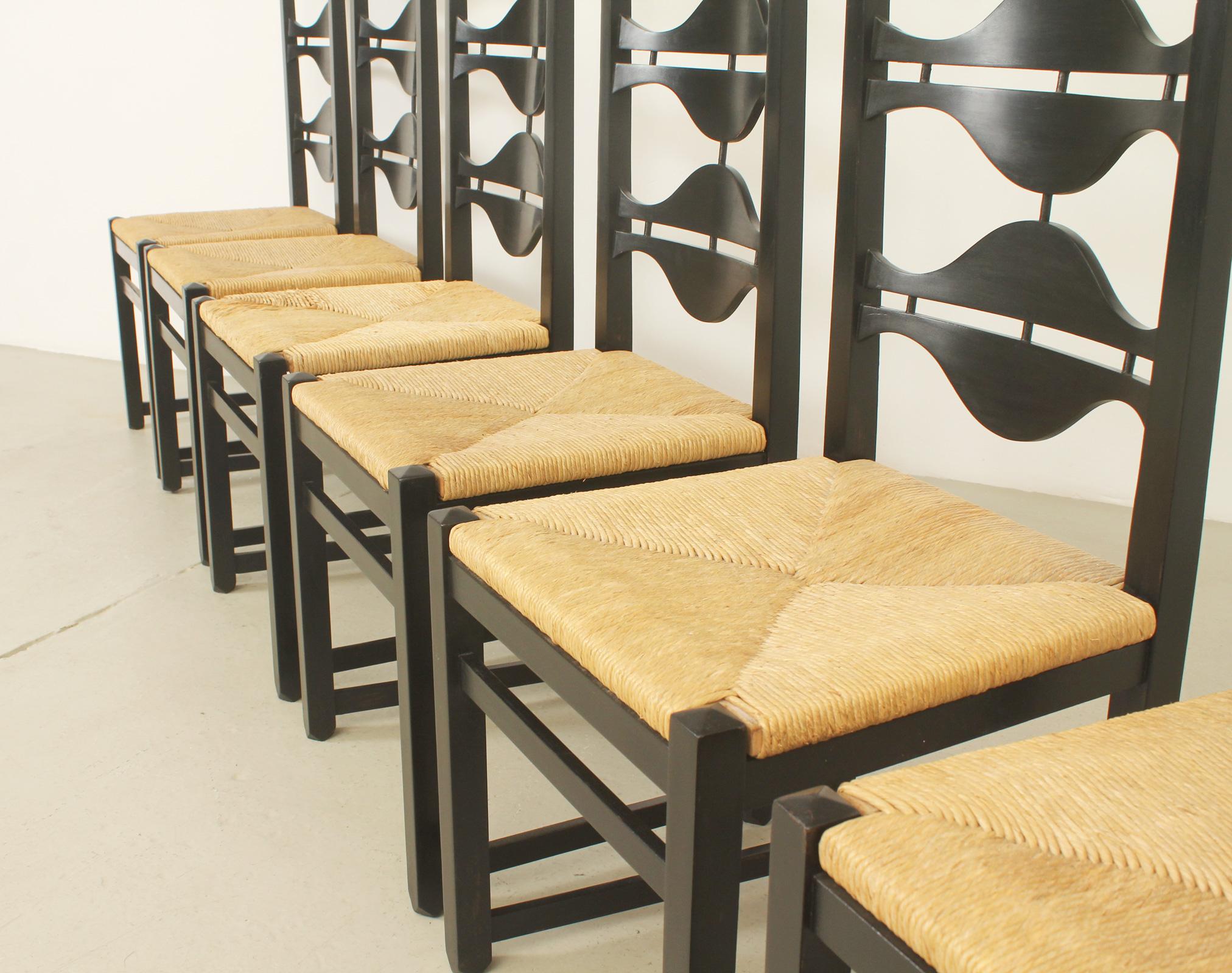 Mid-20th Century Set of Six Olot Dining Chairs by Jordi Vilanova, Spain, 1962