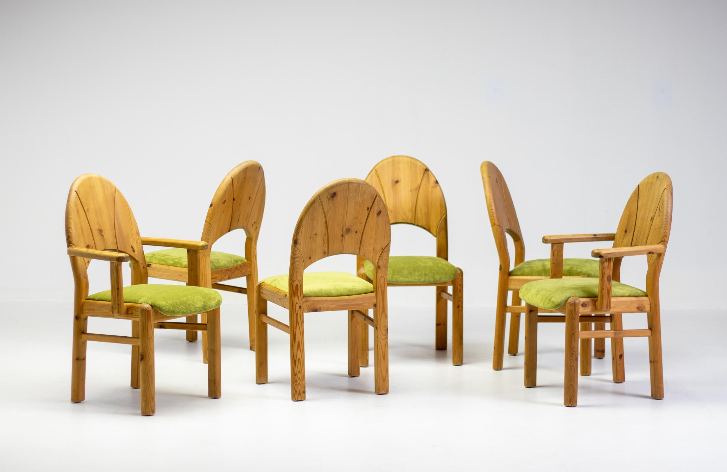 Set of Six Oregon Pine Dining Chairs For Sale at 1stDibs