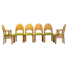 Retro Set of Six Oregon Pine Dining Chairs