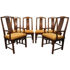 Set of Six Oriental James Mont Style Dining Chairs by Century Mid-Century Modern