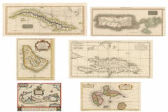 Set of Six Original Antique Caribbean Maps (17th–19th Century)