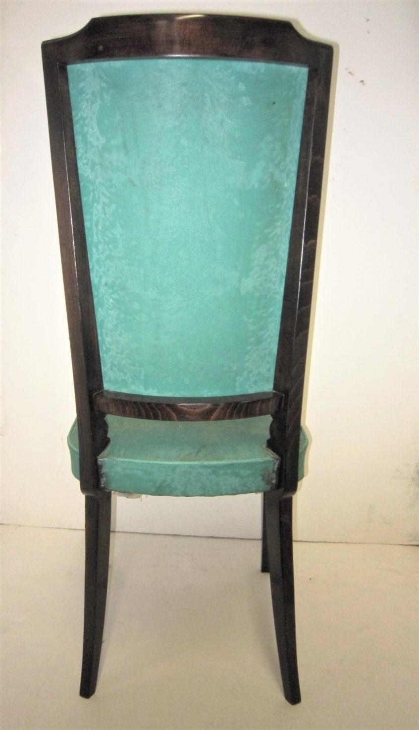 Set of Six Original French 1940s Refinished Tall Back Dining Chairs For Sale 4