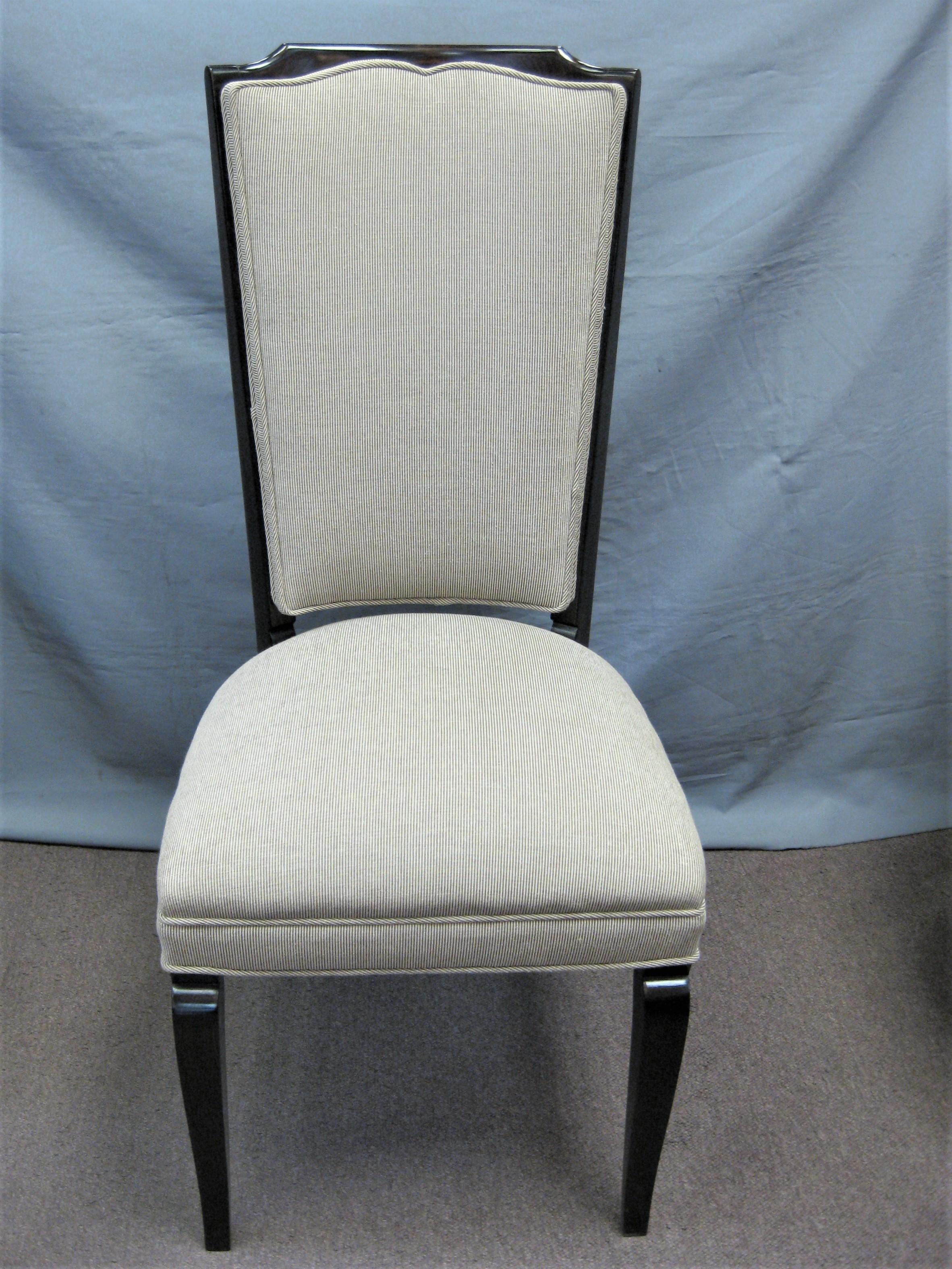 Set of Six Original French 1940s Refinished Tall Back Dining Chairs For Sale 5