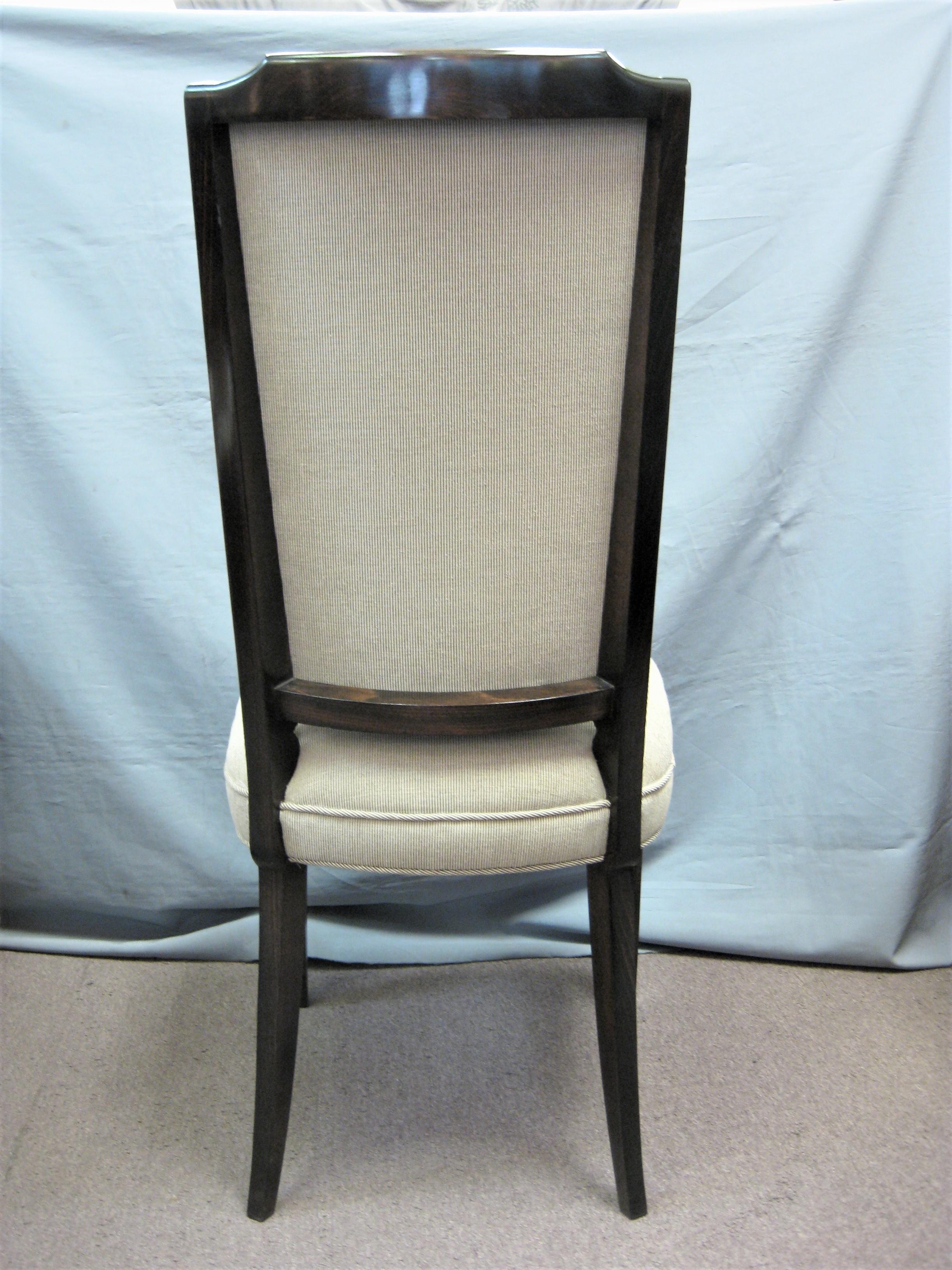 Set of Six Original French 1940s Refinished Tall Back Dining Chairs For Sale 7