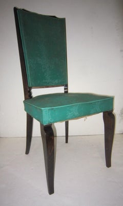 Set of Six Original French 1940s Refinished Tall Back Dining Chairs