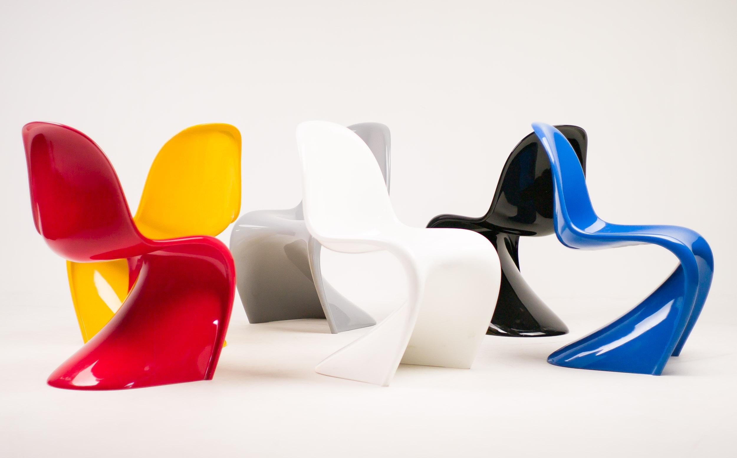 Late 20th Century Set of Six Original Panton Chairs in Primary Colors