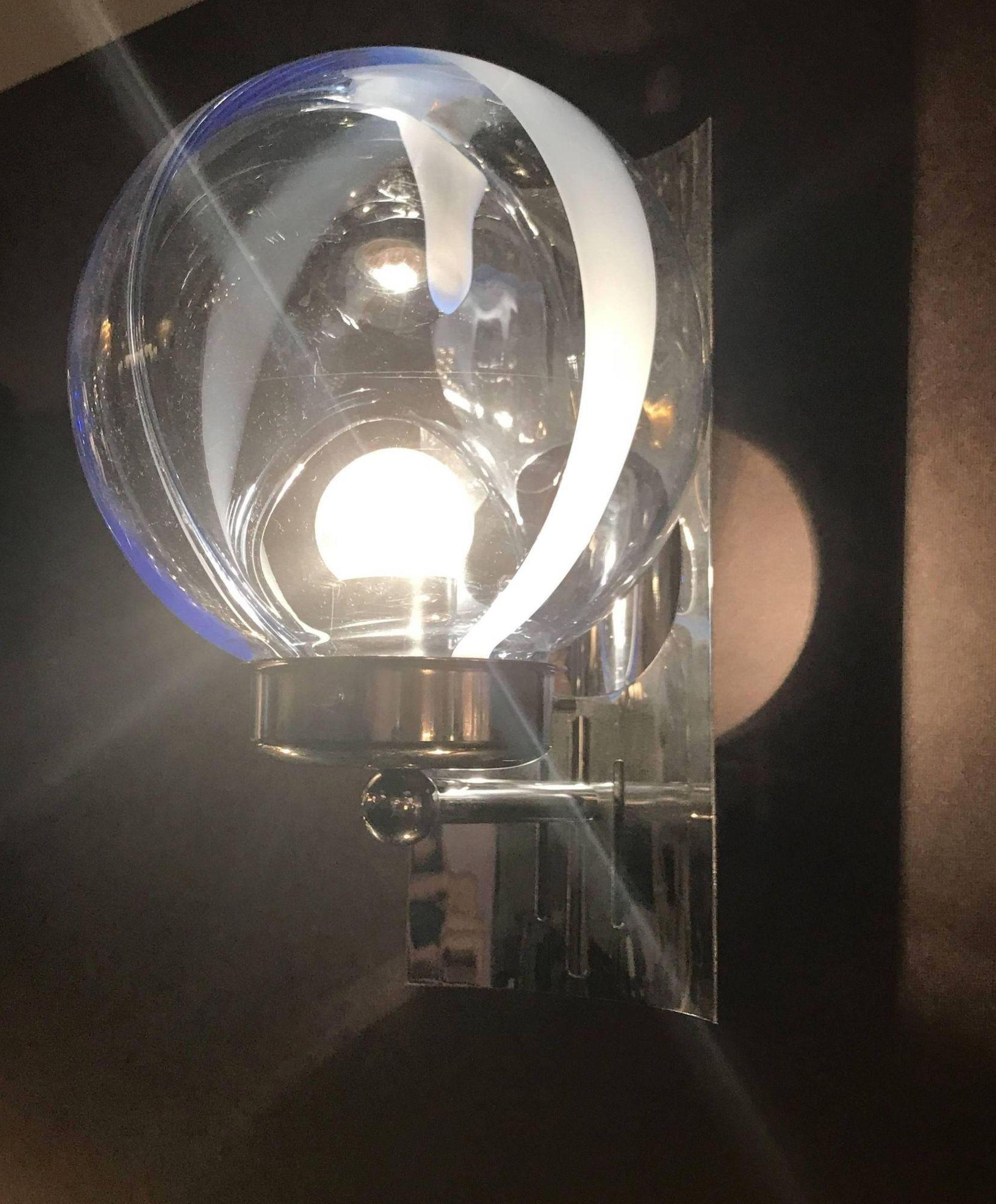 Metallo Set di sei originali lampade con vetro di Murano blu Membrana di Toni Zuccheri in vendita