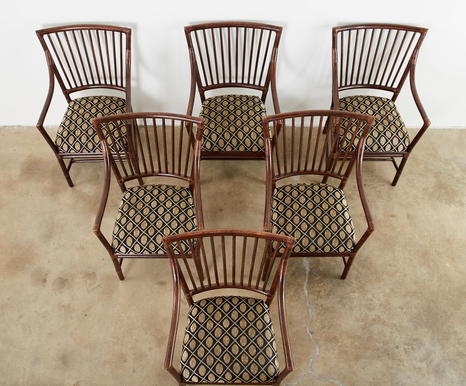 Set of Six Orlando Diaz-Azcuy for McGuire Dining Armchairs 3