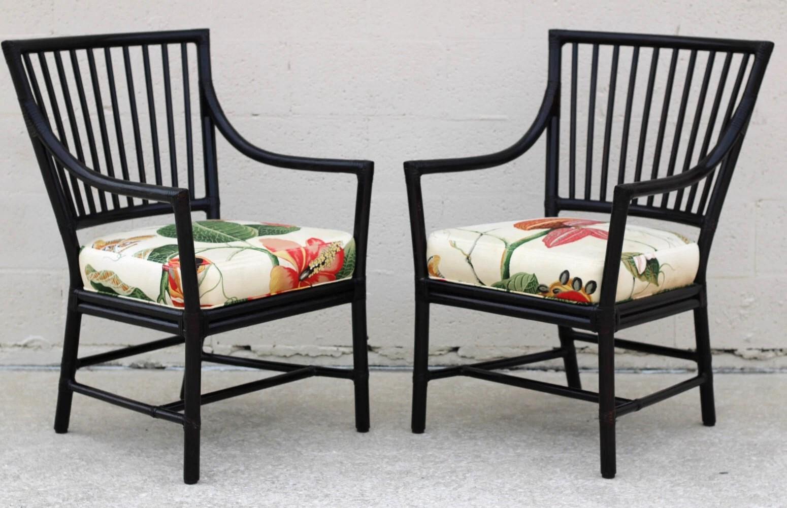 Cuir Ensemble de six chaises de salle à manger Orlando Diaz-Azcuy pour McGuire Prescott en vente