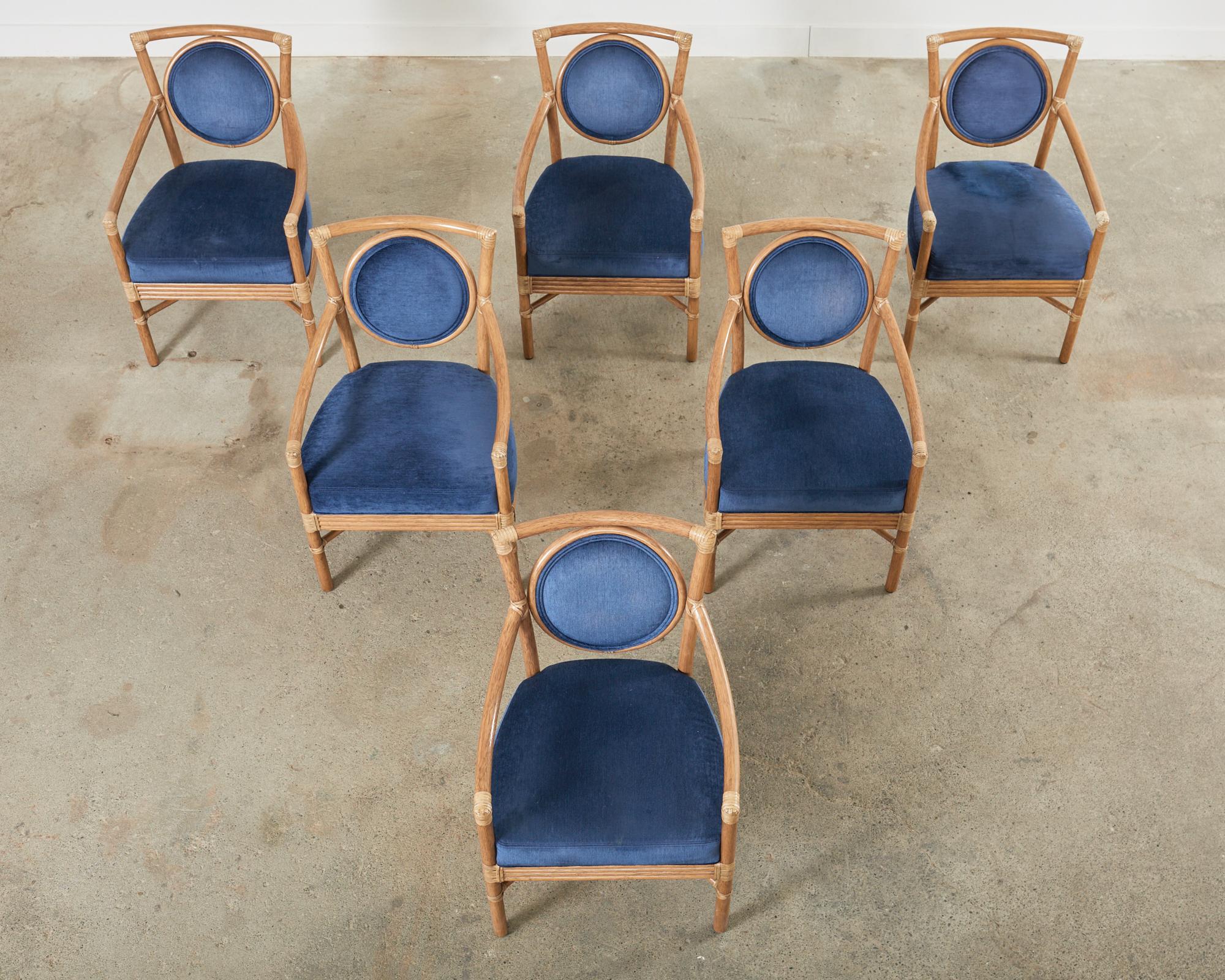 American Set of Six Diaz-Azcuy for McGuire Rattan Salon Armchairs For Sale