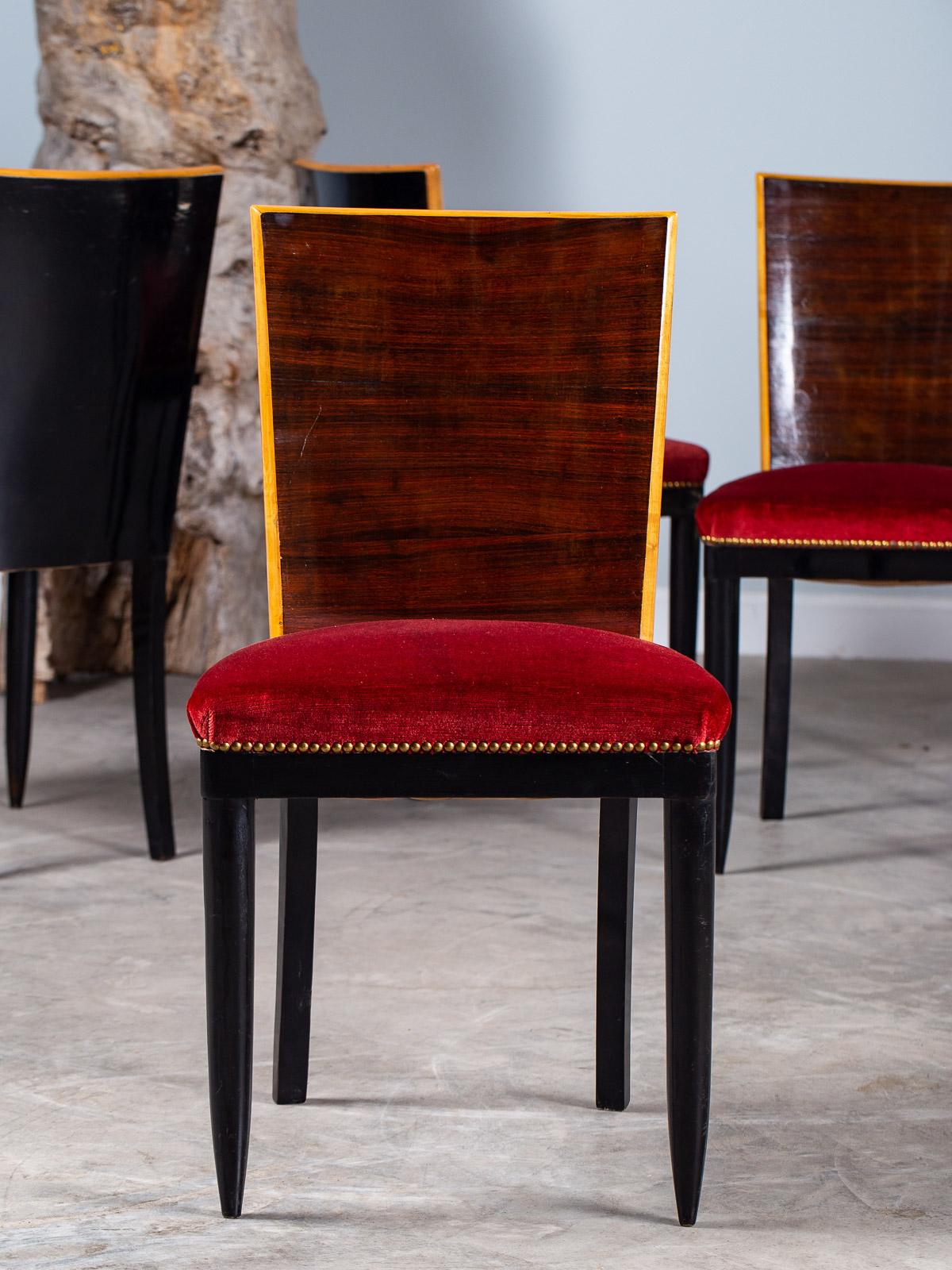 Set of Six Osvaldo Borsani Rosewood Ebonized Dining Chairs, circa 1950 3