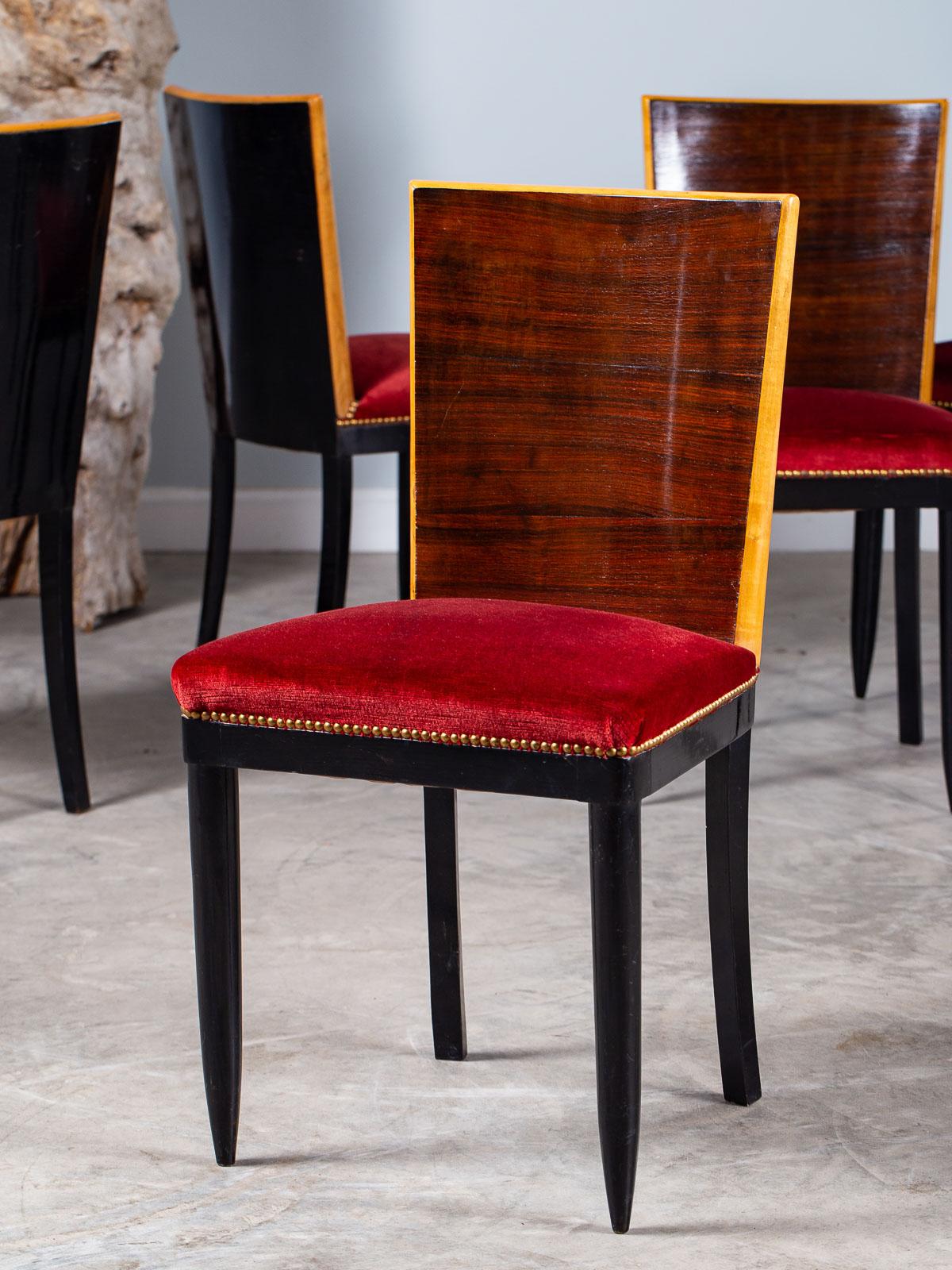 Set of Six Osvaldo Borsani Rosewood Ebonized Dining Chairs, circa 1950 4