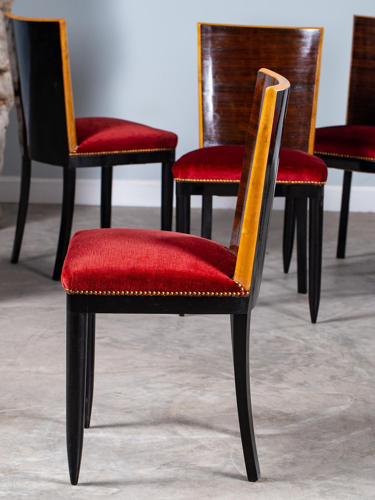 Set of Six Osvaldo Borsani Rosewood Ebonized Dining Chairs, circa 1950 5