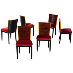 Set of Six Osvaldo Borsani Rosewood Ebonized Dining Chairs, circa 1950