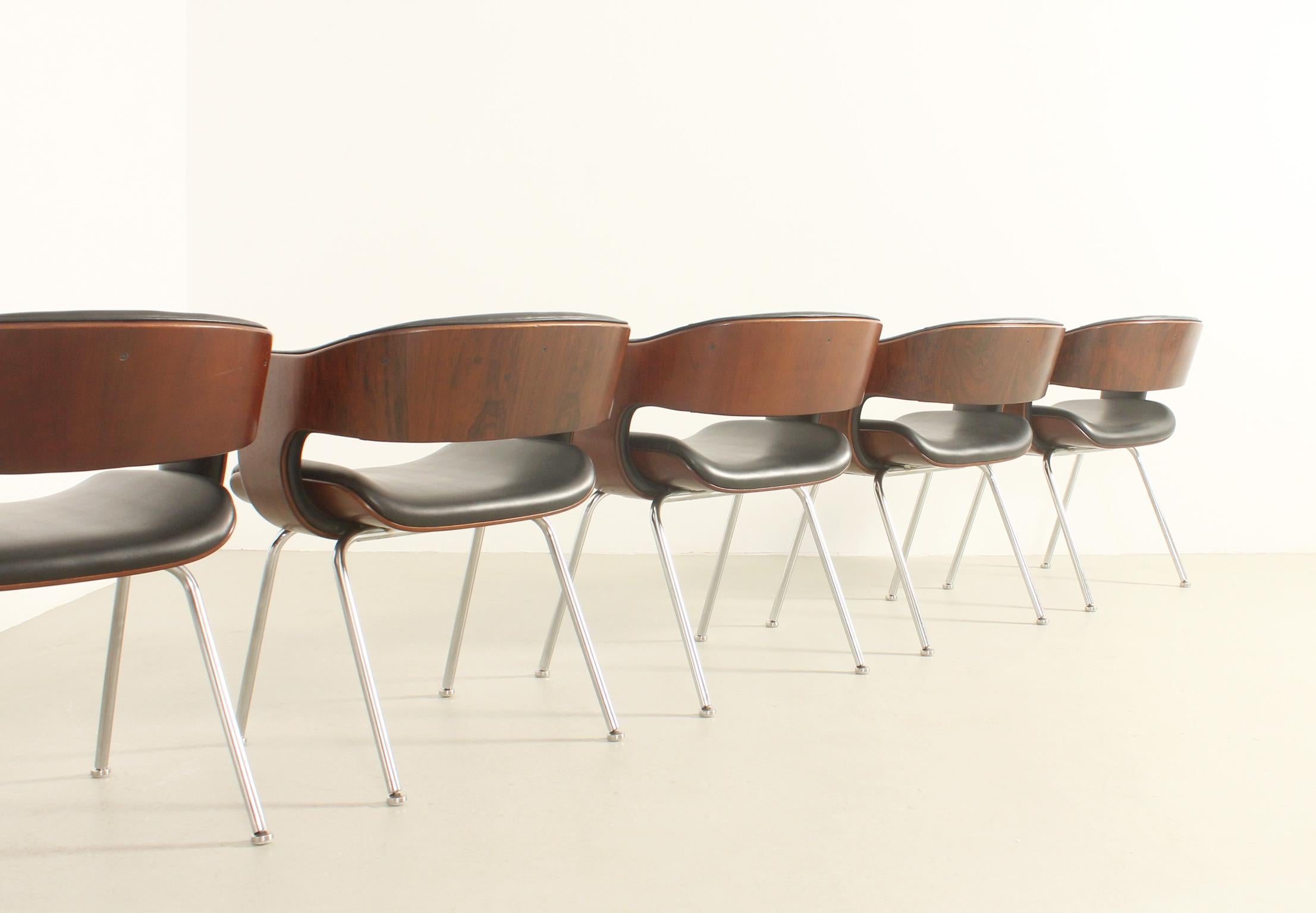 Acier Ensemble de six chaises Oxford de Martin Grierson pour Arflex, 1963 en vente