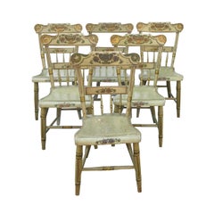Satz von sechs lackierten Pflanzgefäß-Sitzstühlen:: um 1860