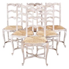 Set of Six Painted Ladder-Backed Chairs